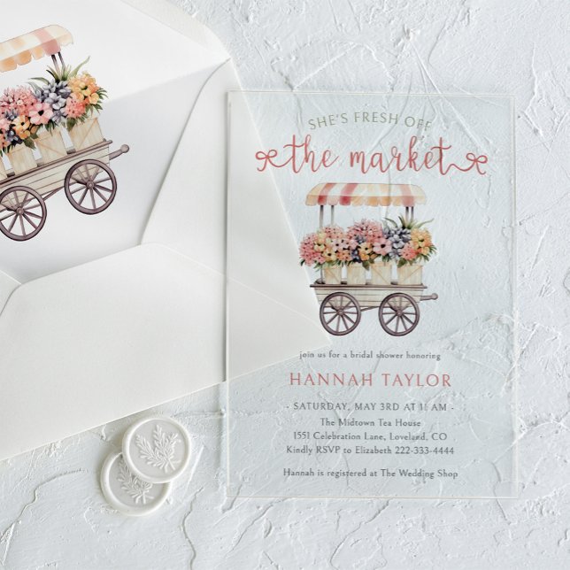 She's Fresh Off The Market Bridal Shower Acrylic Invitations (Creator Uploaded)