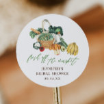 She's Fresh Off The Market Bridal Shower  Classic Round Sticker<br><div class="desc">She's Off The Market Bridal Shower Favour Stickers</div>