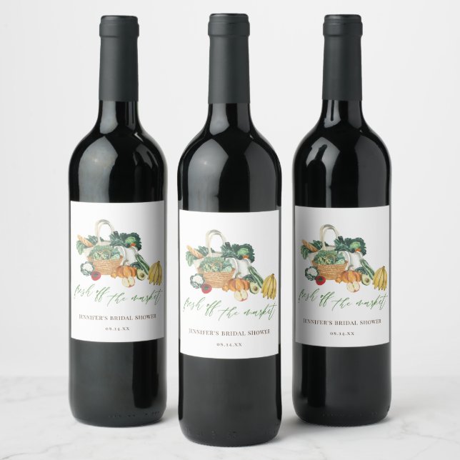 She's Fresh Off The Market Bridal Shower Favour Wine Label (Bottles)
