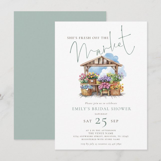 She's Fresh off the Market Bridal Shower Invitation (Front/Back)