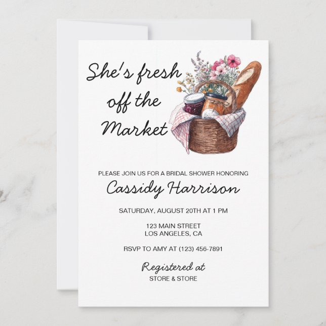 She's Fresh Off The Market Bridal Shower Invite (Front)