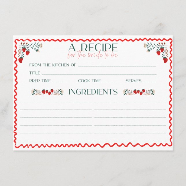 She's Fresh Off the Market Bridal Shower Recipe Enclosure Card (Front)