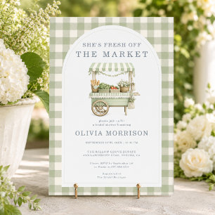 She's Fresh Off the Market Gingham Bridal Shower Invitation