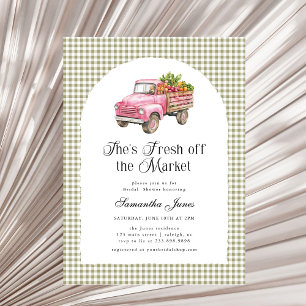She's Fresh Off The Market Gingham Bridal Shower Invitation