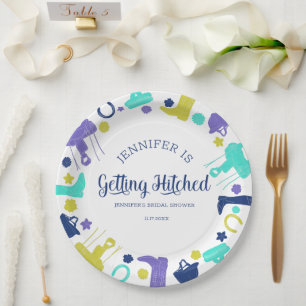 She's Getting Hitched Fun Equestrian Bridal Shower Paper Plate