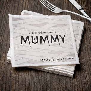 She's Gonna Be a Mummy Halloween Baby Shower Napkin