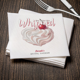 She's Got Him Whipped Cream Cherry Bridal Shower Napkin