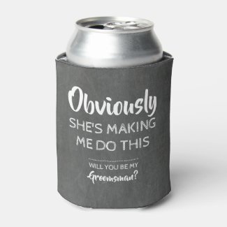 She's Guilty - Funny Groomsman Proposal Can Cooler
