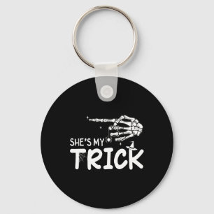 She's Is My Trick Couples Skeleton Hand Halloween Keychain