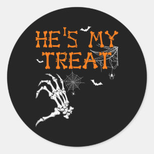 She's Is My Trick He's Is My Treat Halloween Coupl Classic Round Sticker