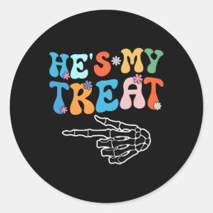 She's Is My Trick Hes Is My Treat Halloween Couple Classic Round Sticker