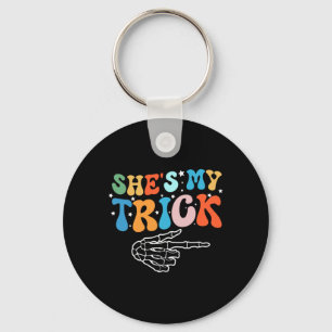 She's Is My Trick Hes Is My Treat Halloween Couple Keychain
