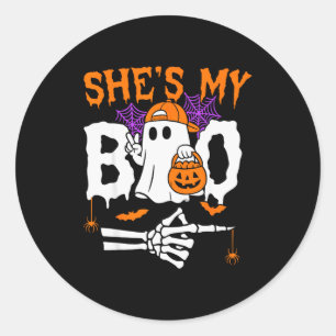 Shes My Boo Matching Couple Halloween Couples Hes Classic Round Sticker
