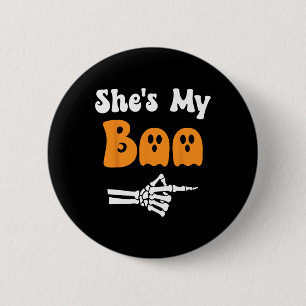 She's My Boo Matching Halloween Pajama Couples She 2 Inch Round Button