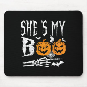 She's My Boo Skeleton Hand Pumpkin Halloween Match Mouse Pad