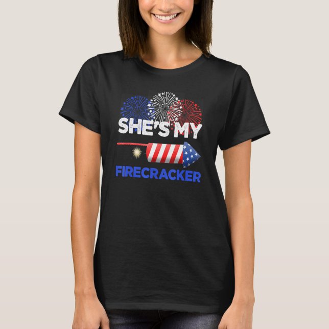 Shes My Firecracker 4th Of July Matching Couples H T-Shirt (Front)