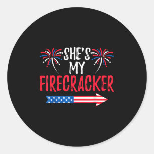 Shes My Firecracker 4th Of July Usa Patriotic Coup Classic Round Sticker