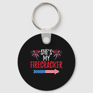 Shes My Firecracker 4th Of July Usa Patriotic Coup Keychain