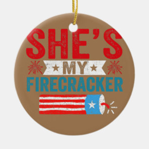 She's My Firecracker His And Hers 4th July Ceramic Ornament