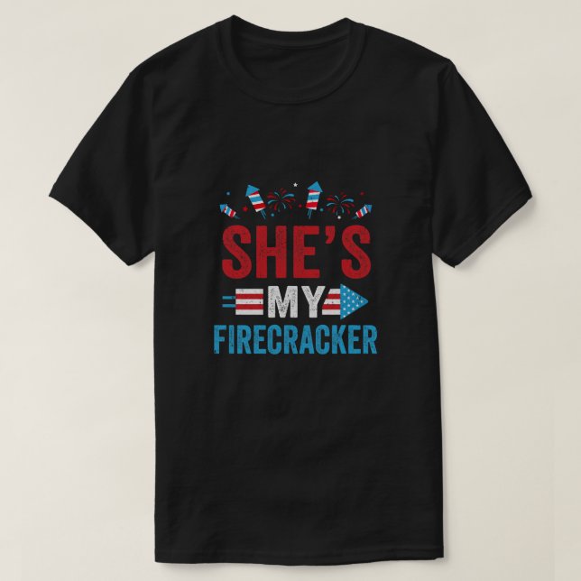 She's My Firecracker His And Hers 4th July Matchin T-Shirt (Design Front)