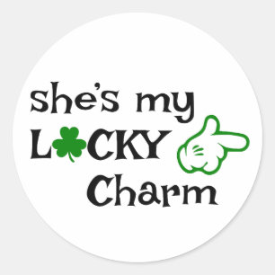 She's My Lucky Charm ☘️💚 Classic Round Sticker