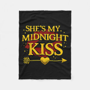 She's My Midnight Kiss Matching Couples Valentine’ Fleece Blanket