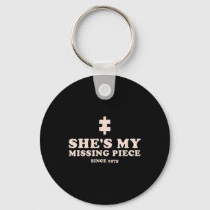 She's My Missing Piece Funny Couple Valentine Keychain