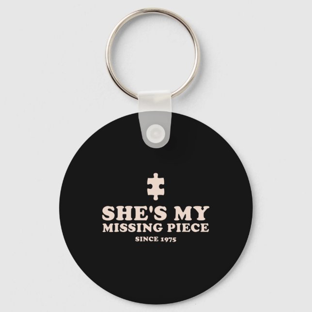 She's My Missing Piece Funny Couple Valentine  Keychain (Front)