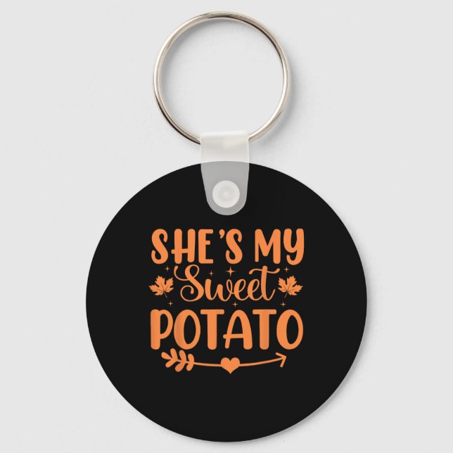She's My Sweet Potato Autumn Thanksgiving Couples  Keychain (Front)