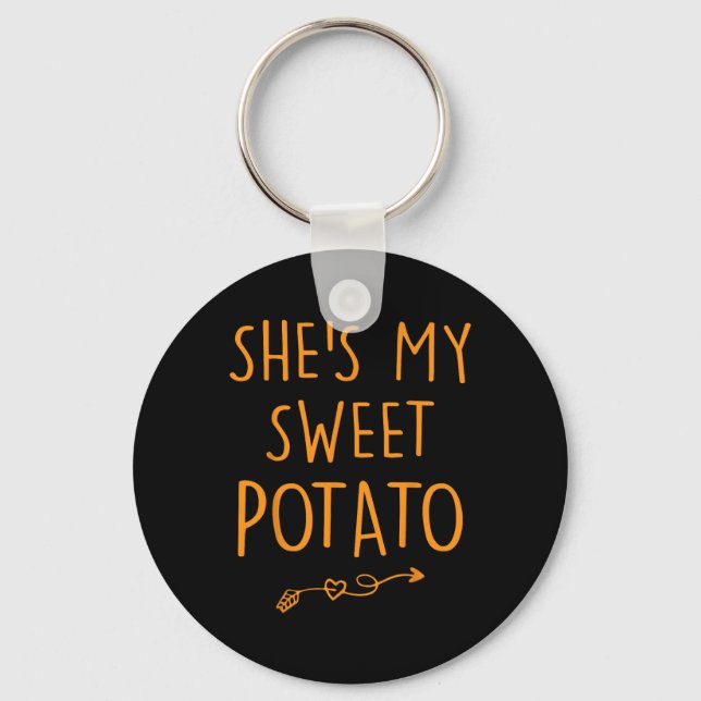 She's My Sweet Potato I Yam Set Couples Thanksgivi Keychain (Front)