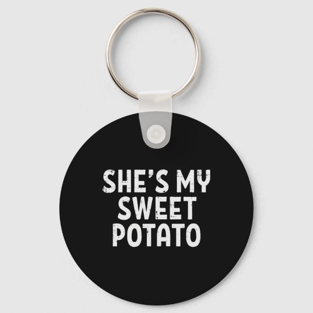 Shes My Sweet Potato Matching Couples Thanksgiving Keychain (Front)
