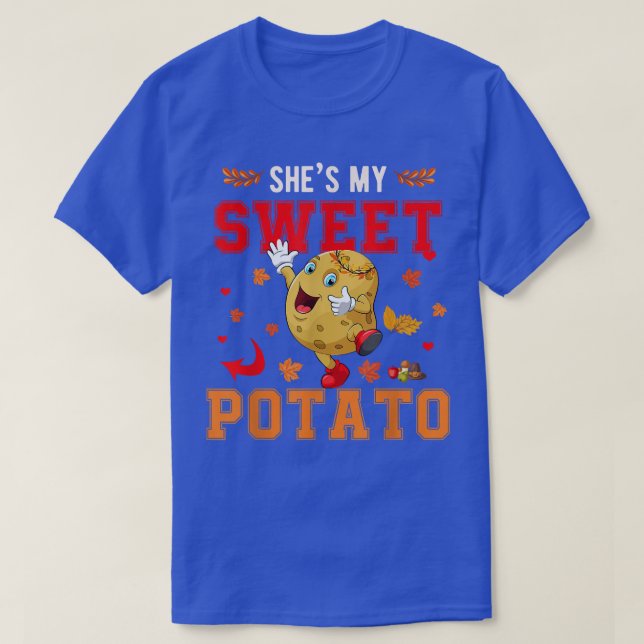 Shes My Sweet Potato Thanksgiving Couples Fall Pot T-Shirt (Design Front)