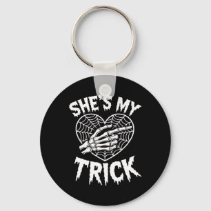She's My Treat Funny Halloween Matching Couple Boy Keychain