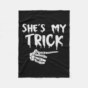 She's My Trick Skeleton Hand Halloween Costume Cou Fleece Blanket