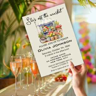She's off the Market Beige Floral Bridal Shower Invitation