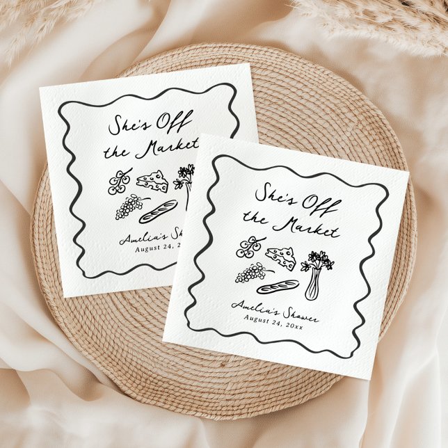 She's Off the Market Bold & Whimsical Hand Drawn Napkin (Creator Uploaded)