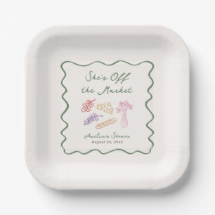 She's Off the Market Bold & Whimsical Hand Drawn Paper Plate