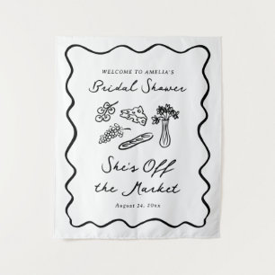 She's Off the Market Bold & Whimsical Hand Drawn Tapestry