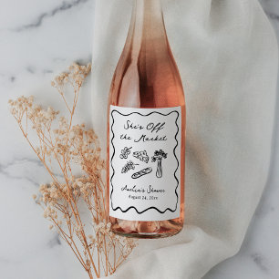 She's Off the Market Bold & Whimsical Hand Drawn Wine Label