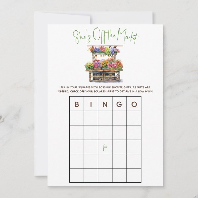 She's Off the Market Bridal Shower BINGO Game Invi Invitation (Front)