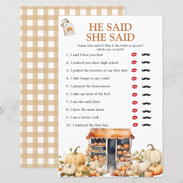 Shes Off the Market Bridal Shower He Said She Said (Front/Back)