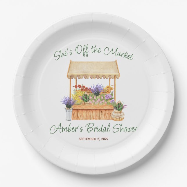She's Off the Market Bridal Shower Paper Plate (Front)