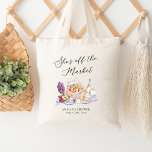 She's Off the Market Farmer's Market Bridal Shower Tote Bag<br><div class="desc">Introducing our charming "She's Off the Market" bridal shower collection! This delightful suite features a playful farmer's market theme, perfect for celebrating the bride-to-be. With its whimsical fruit, wine and food illustrations along with a cozy picnic design, this suite sets the tone for a fun and stylish gathering. This suite...</div>