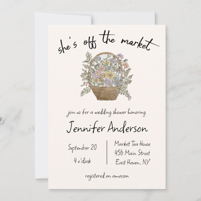 "She's off the Market" Floral Bridal Shower Invitation (Front)