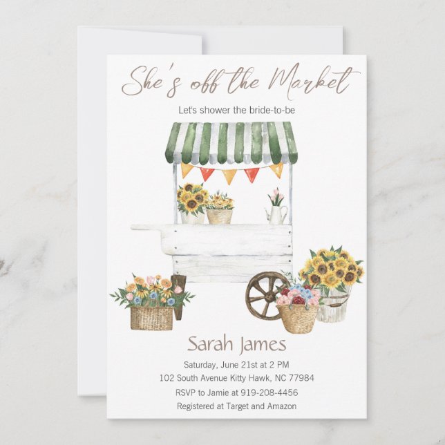 She's Off the Market Floral Bridal Shower Invite (Front)