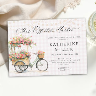 Shes Off the Market Flower Bike Pink Bridal Shower Invitation