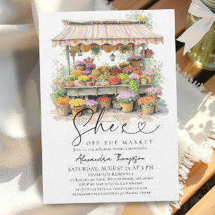 She's Off the Market Flowers Heart Bridal Shower Invitation