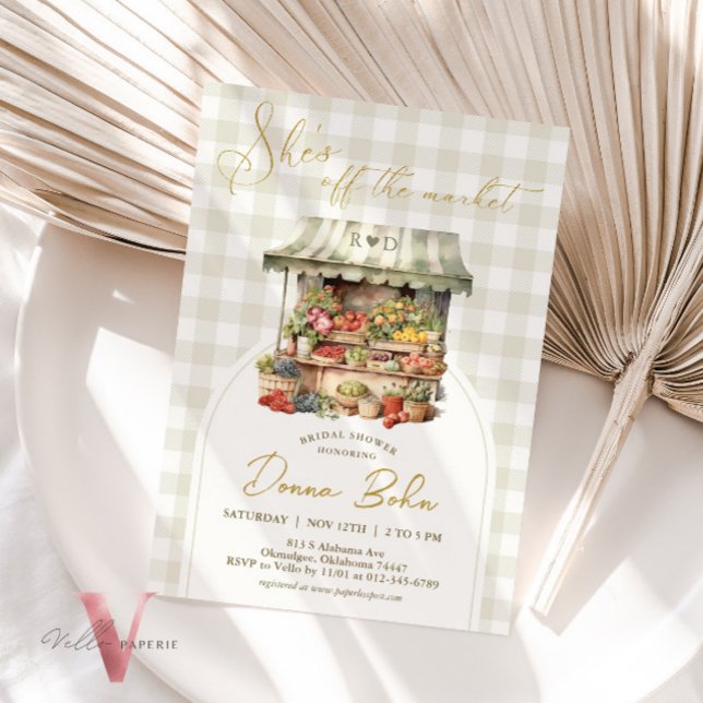 She's Off the Market Gingham Bridal Shower Invite (Creator Uploaded)