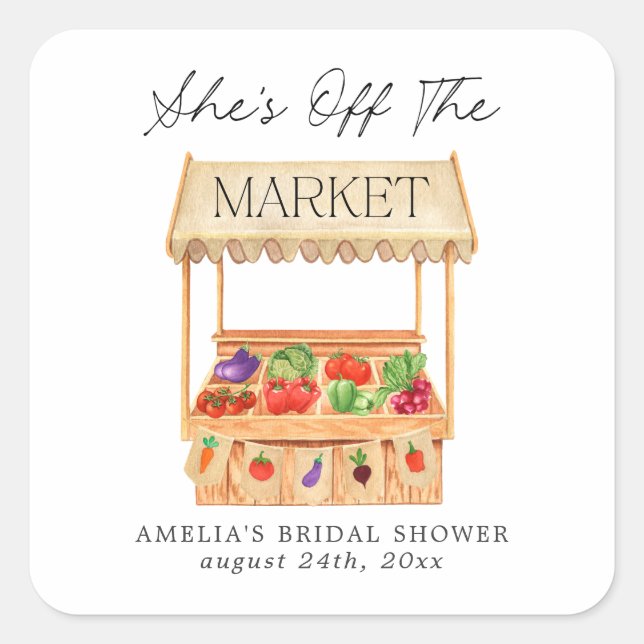 She's Off the Market Tote Bag Square Sticker (Front)