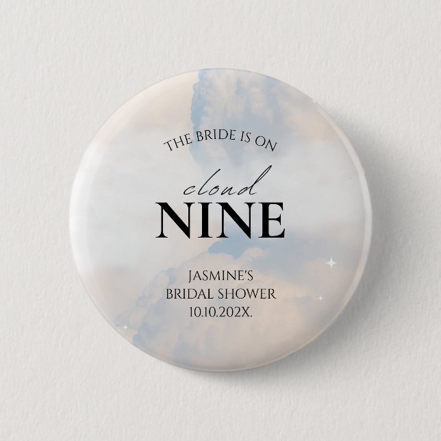 She's On cloud 9 Bridal Shower Dreamy Pastel Sky 2 Inch Round Button (Front)
